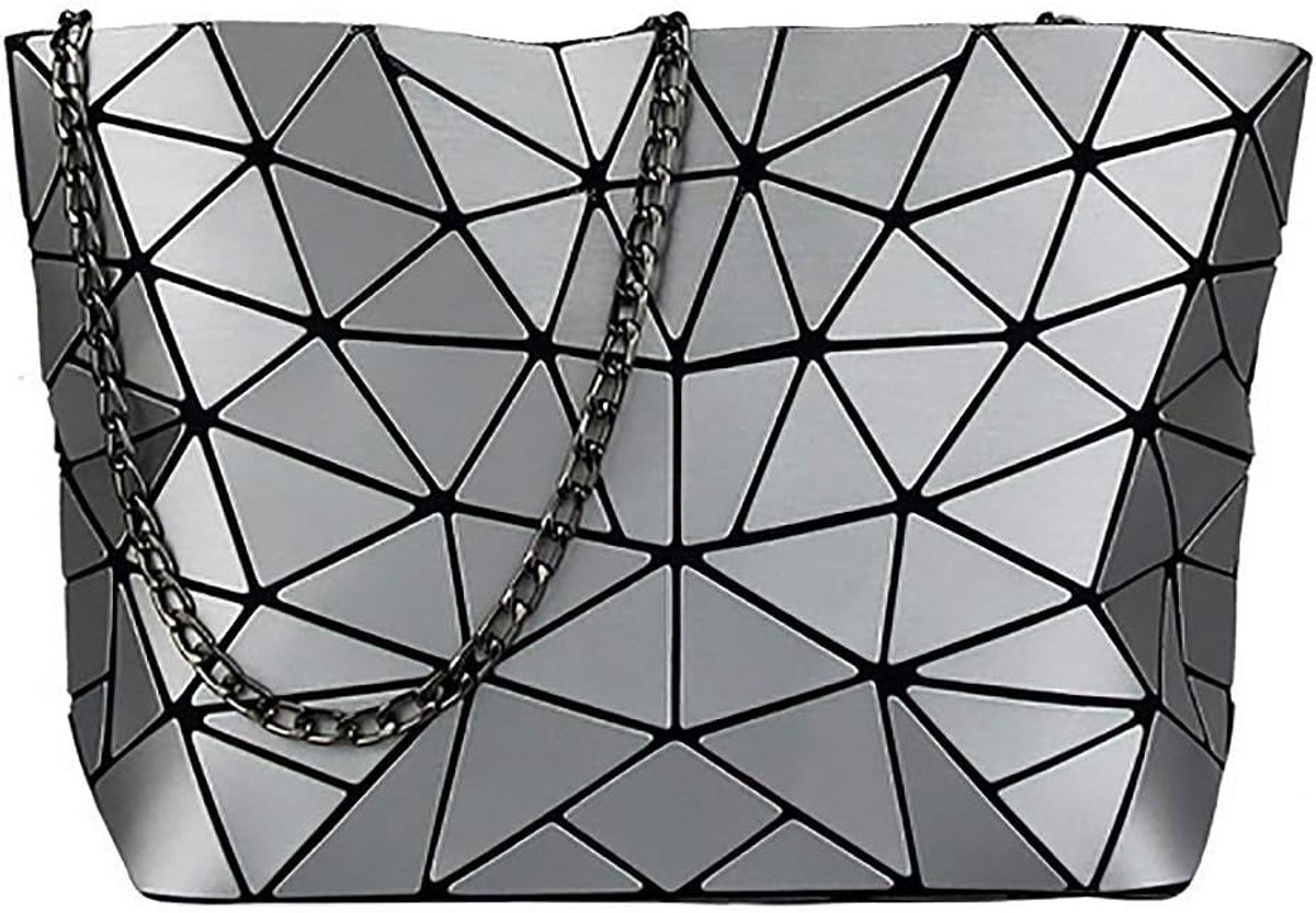 whatUneed Geometric Mesh Geometric Ladies Shoulder Bag PU Leather Casual Cross-body Messenger Bag for Girls - ShopVlot