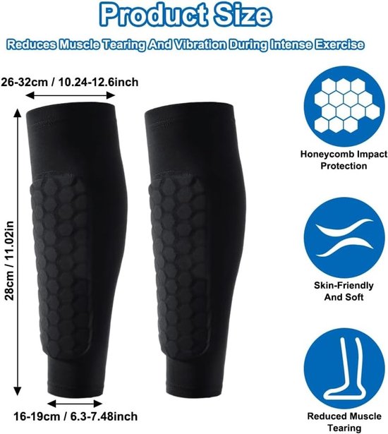 Shin Guards voor Bescherming van de Schenen, Antislip Strips en Comfortabele Pasvorm, 1 Paar — afbeelding 3