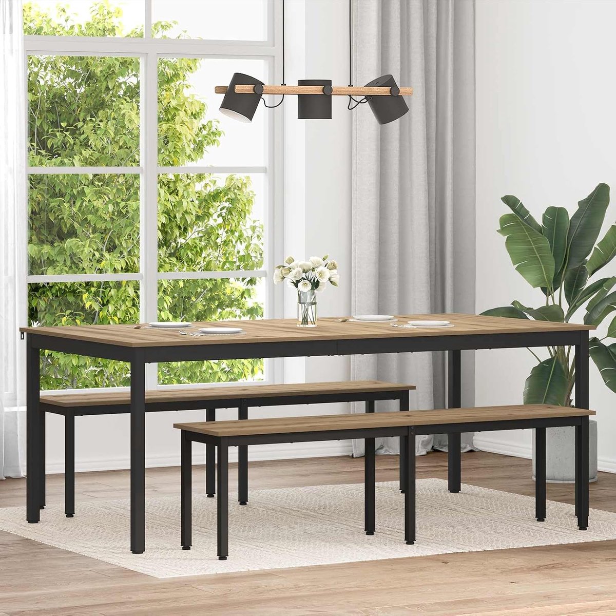 Bewerkt hout modern minimalistisch eettafel 200x100x75cm