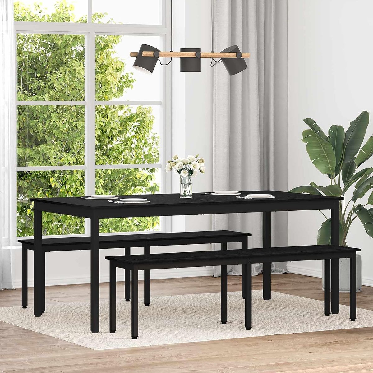 Hout Rechthoekig modern Zwart eiken 180x90x75 cm