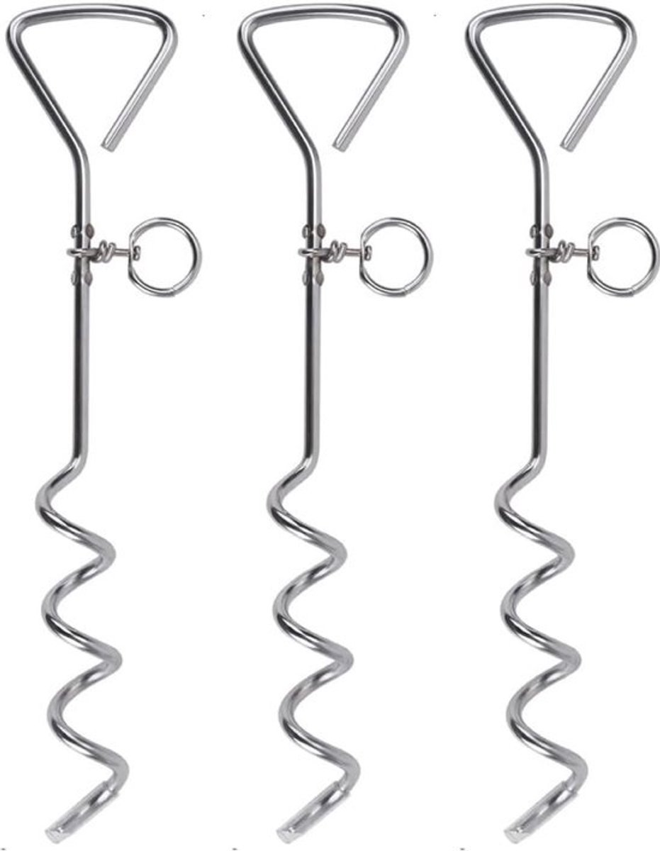 Set van 3 sterke grondhaken - Voor hondenkettingen buiten