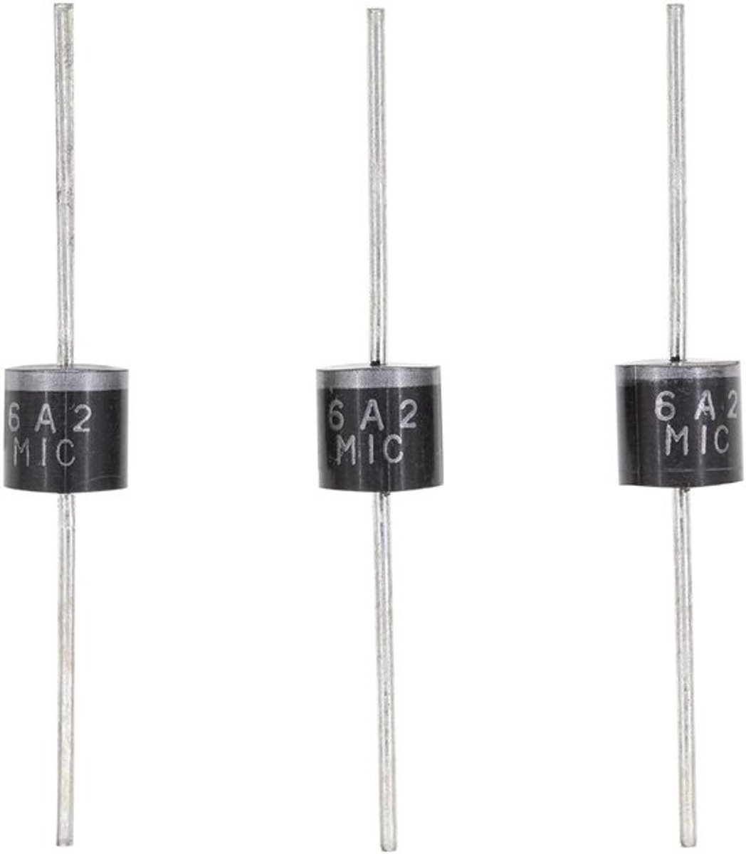 Rectifier diodes - Gelijkrichters - Voor elektronische circuits - 6 ampère - 200 volt - Axiaal