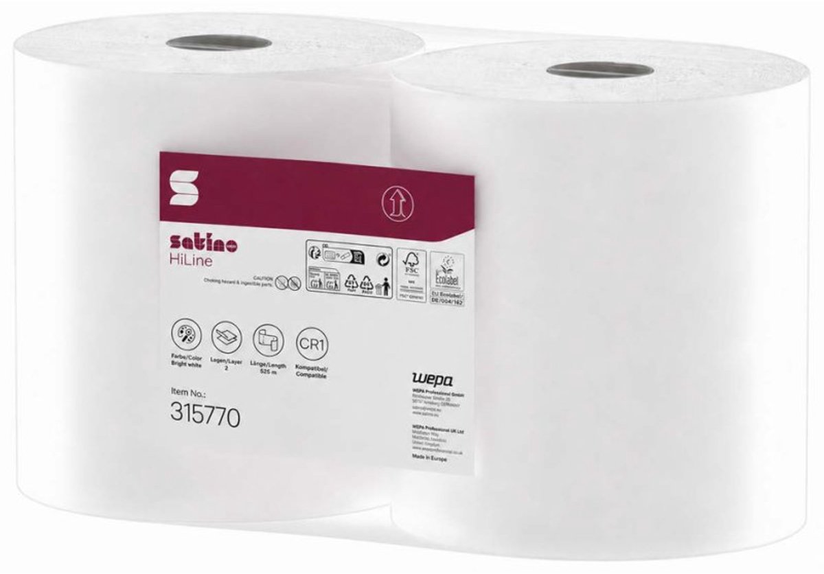 satino by wepa poetspapier HiLine, 2-laags, 230×350 mm, 2 rollen