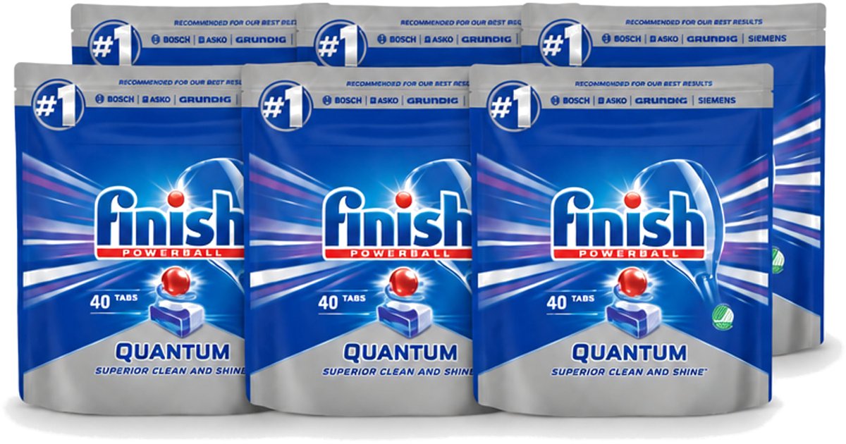 6 x Finish – Vaatwastabletten – Quantum Regular – 40 Capsules - Voordeelverpakking - 6 stuks