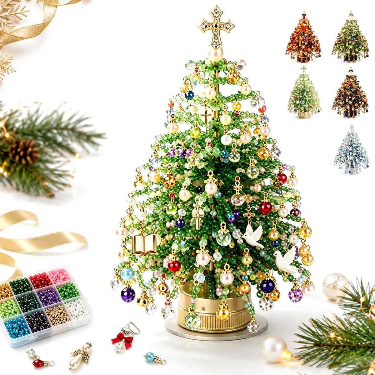 DIY Kralen Kerstboom Knutselpakket - 3D Kralen Knutselset - Bead-stringing kit - Kralenset - Kleurrijke Kralen - Kerstboompakket van kralen - Hobby kralen set - Creatief Knutselen - Kerst Decoratie & Versiering - Herfst Decoratie - B
