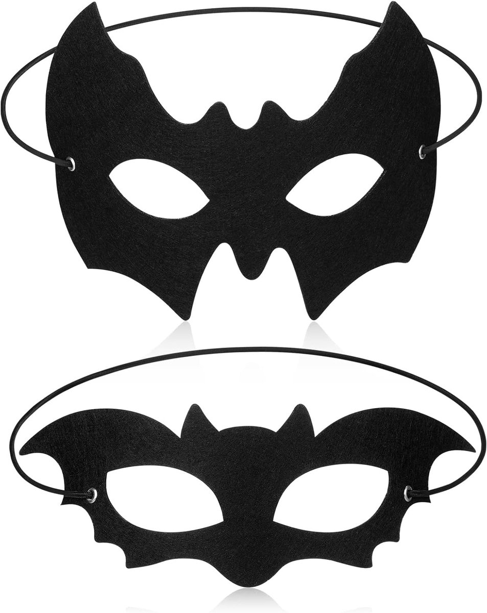 Neer 2 x Halloween Bat Masks for Eyes, Black Bat Masks for Women and Men, Adults, Gothic Accessories for Party - ShopVlot