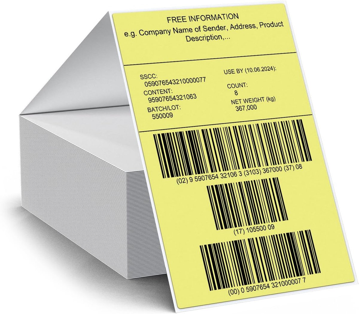 Yellow Fanfold Thermal Labels 6x4 in Address Shipping Stickers Vinyl Removable Self Adhesive Waterproof Stickers for - ShopVlot