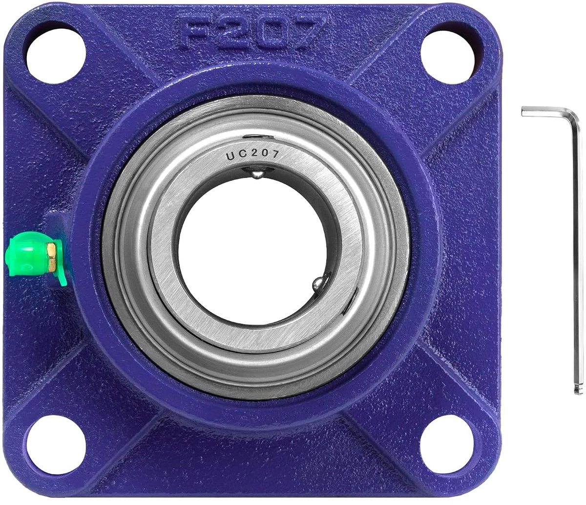 ITSOGOO 1 Piece UCF207 Square Flange Bearing Housing with Oil Nozzle,35mm Inner Diameter,Integral Cast Iron Sheath and - ShopVlot