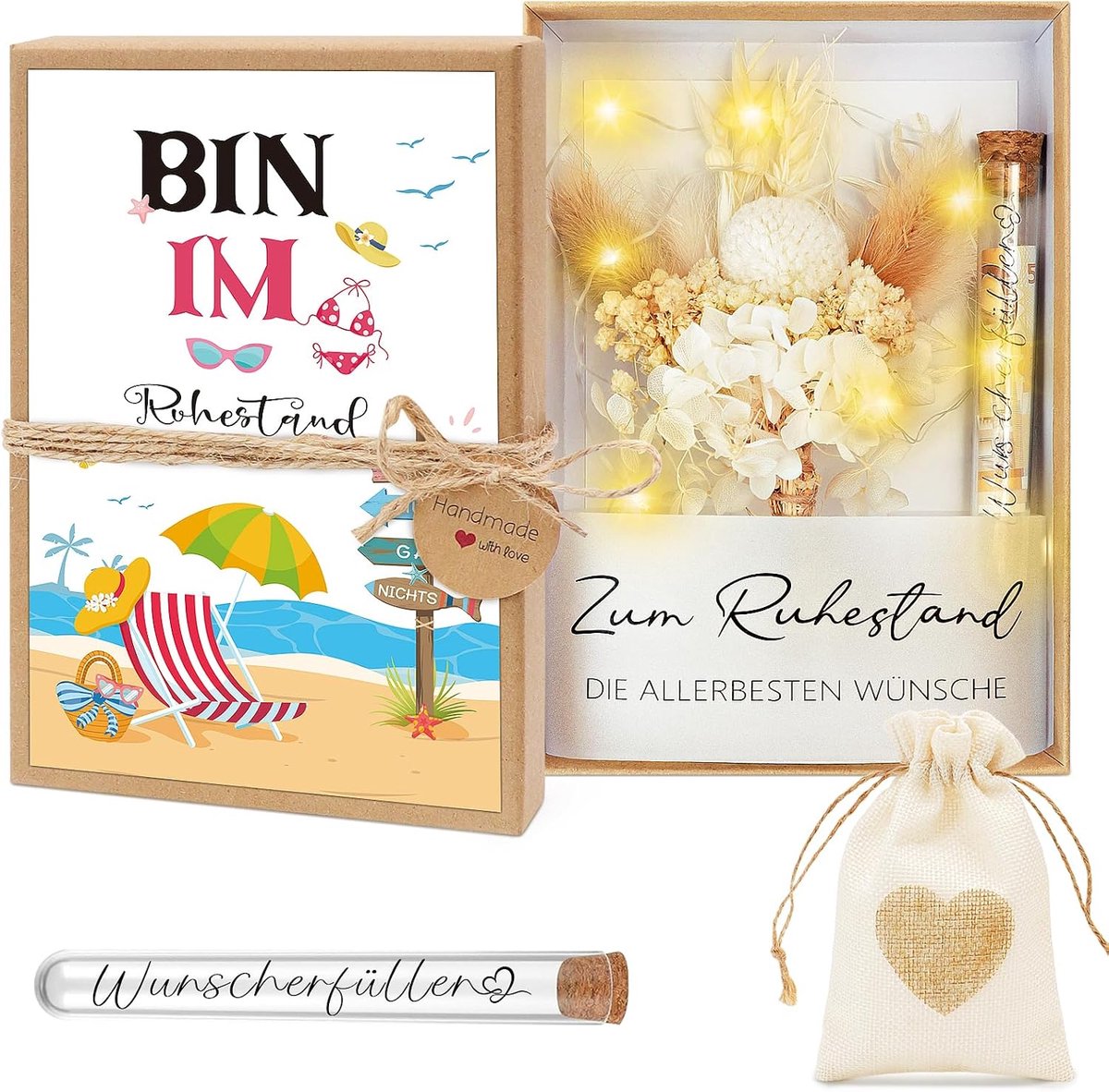 Shining She Geldgeschenken pensioen cadeau vrouw, geldgeschenken verpakking met reageerbuis jute zakje - ShopVlot