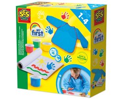 SES Creative My First Vingerverf Set met Kliederschort - 4 Kleuren - Vanaf 1 Jaar - Baby Speelgoed - Glutenvrij - Schoencadeautjes Sinterklaas
