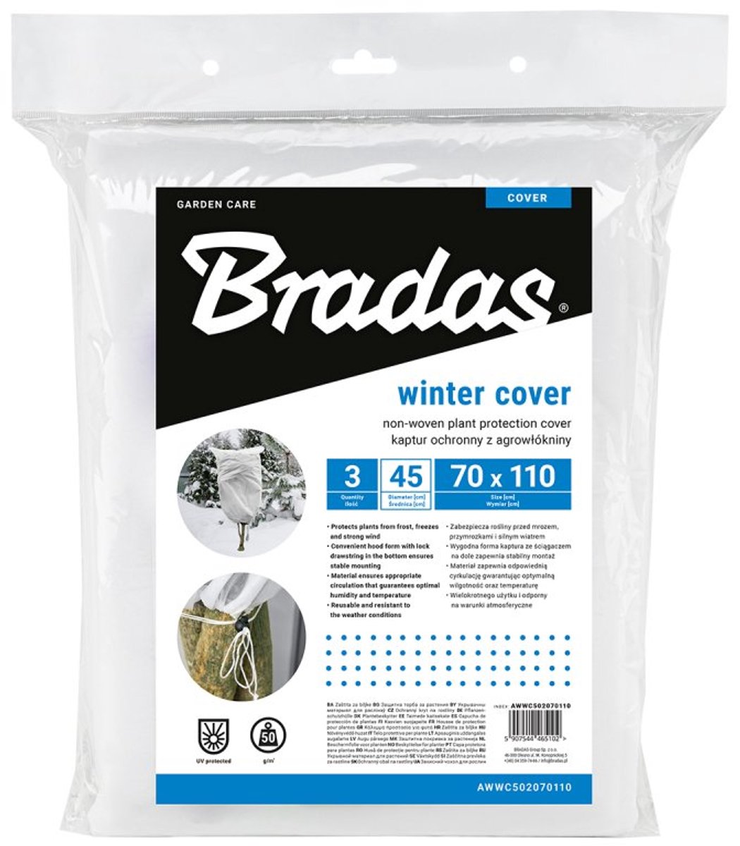 Bradas wintervlieskap 80, 800 mm diameter, 1,25 × 2 m, wit