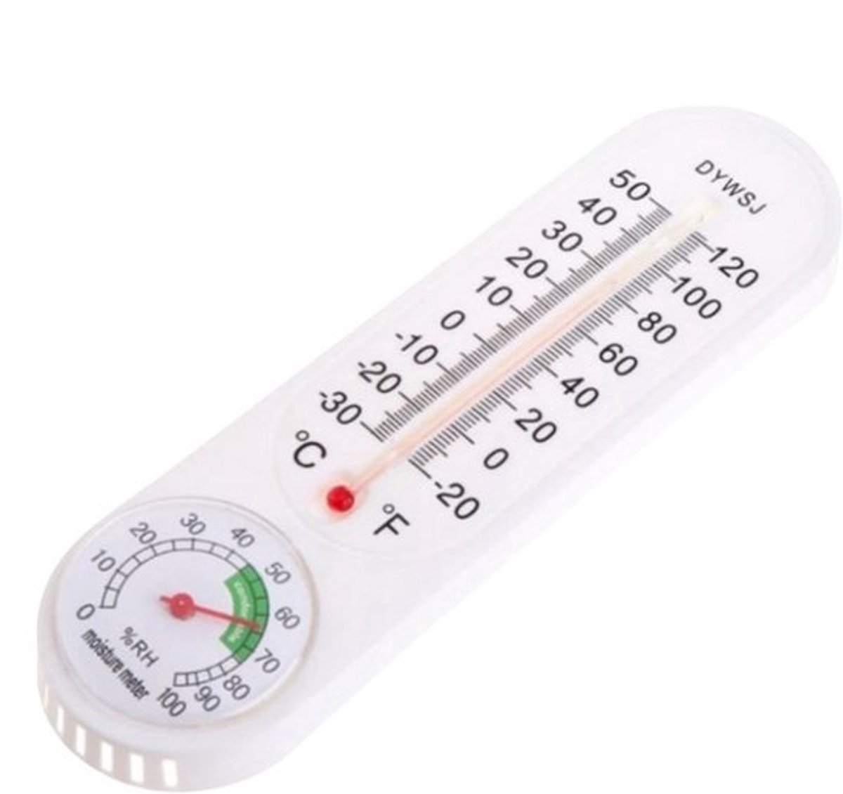 Klimaatmeter voor de tuin - Weermonitor - Voor binnen en buiten - Mechanisch met dubbele schaal - 23 x 6 cm - Zilverkleurig