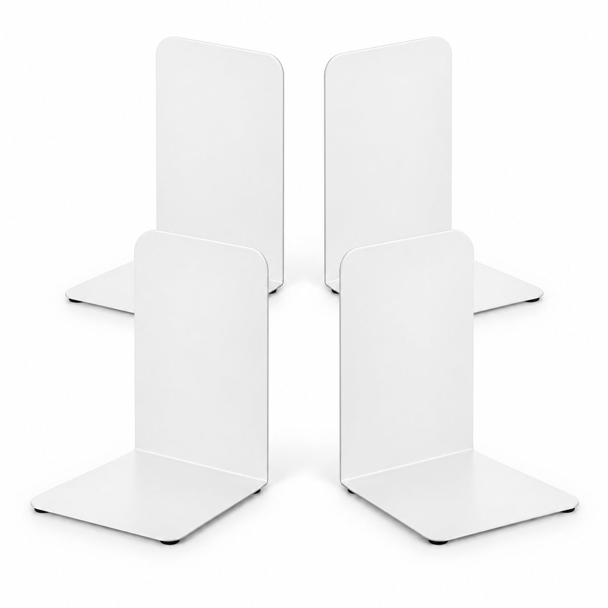Hauskraft - Boekensteun Set - 4 Metalen Boekensteunen - 19,5 cm - Wit