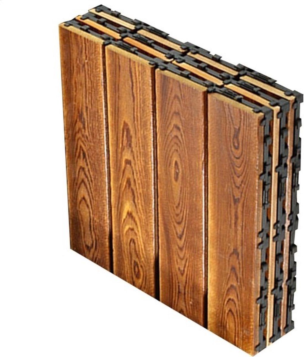 Terrastegels hout - houten vloer - buitenruimte vernieuwen - antislipontwerp - 30 x 30 cm - bruin