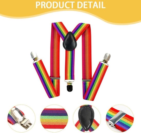 Set van 2 Y-vormige Steunen en Strikken met Metalen Clips, Verstelbare Strikken en Armwarmers voor Jongens en Meisjes, Feestelijke Kleurenset voor Kinderen — afbeelding 2