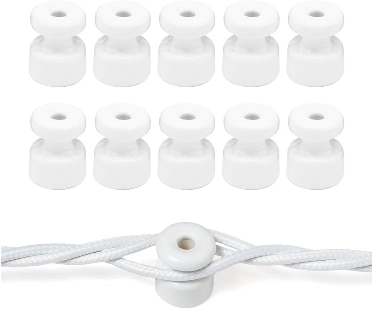 Keramische isolatoren 10 stuks - Ø18 mm - vintage wit - ideaal voor kabelinstallatie - ShopVlot