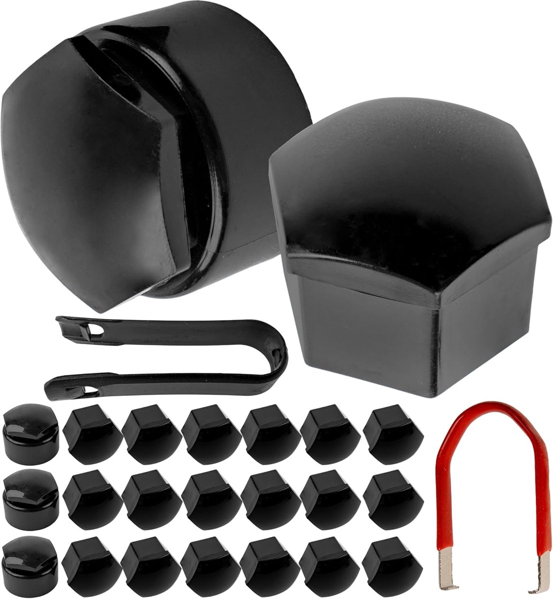 Wielbout en Moersleutelset 26 Stuks - 17 mm Hex - Glanzend Zwart - Inclusief Rim Lock Caps - ShopVlot