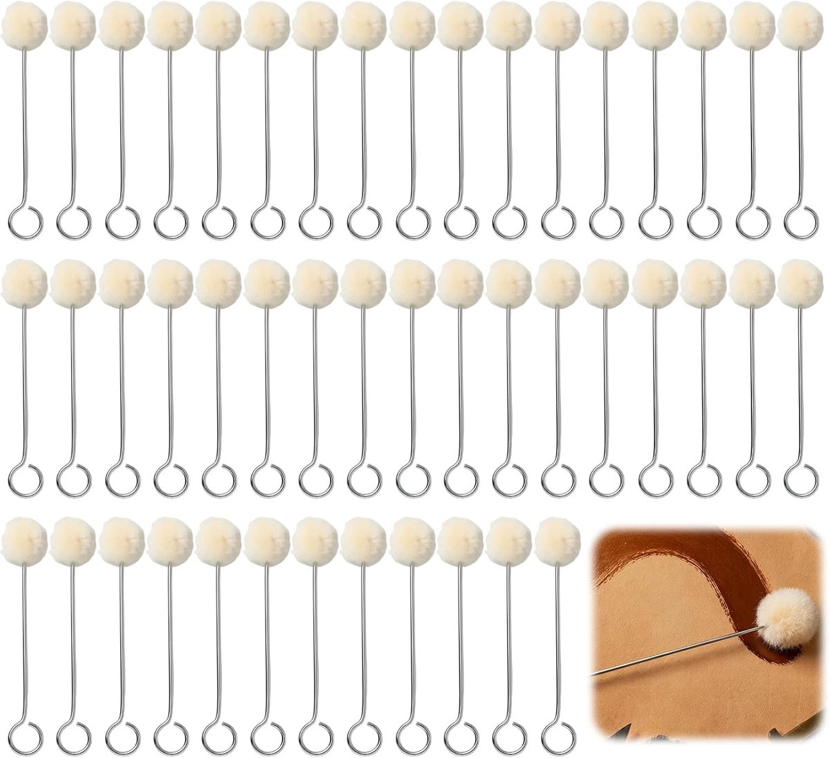 Wollen daubers balkwasten 15 cm - 100 stuks - wolborstels met metalen handvat - ideaal voor creatief gebruik - ShopVlot