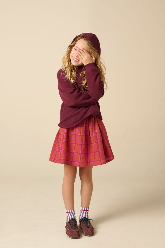 Donkerroze Geruite Rok Met Lurex