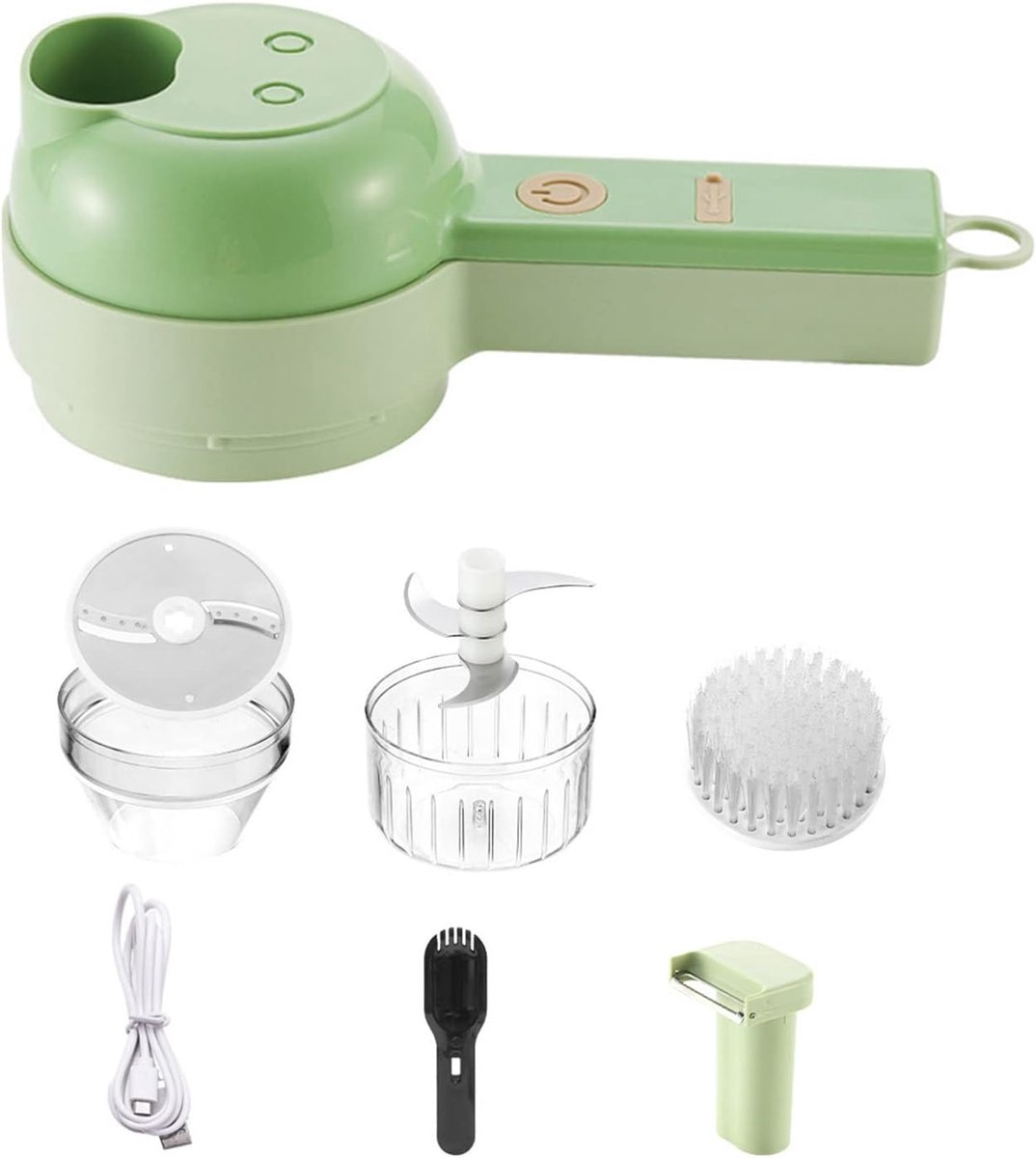 Elektrische Groentesnijder - Keukenmachine - Snel koken - 4-in-1 functie - 20.5 x 9.5 cm - Grijs