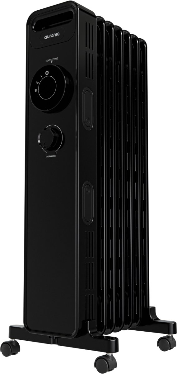Bol.com Auronic Olieradiator - 1500W Heater - Tot 25 m² - Elektrische kachel - Thermostaat - 3 Standen - Zwart aanbieding