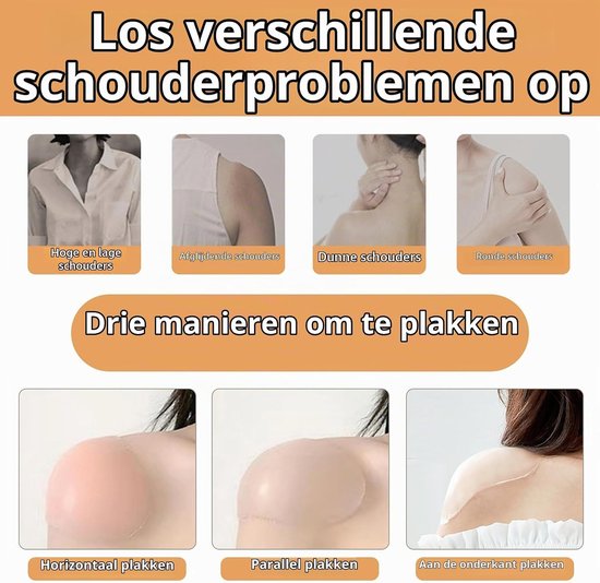Ergonomische Schouderkussens - 2 Paar Zelfklevende Schoudersteun, Verstelbare Schouderversterkers, Transparant en beige, 13 x 7 x 0.5 cm, Ideaal voor Comfort en Ondersteuning — afbeelding 4