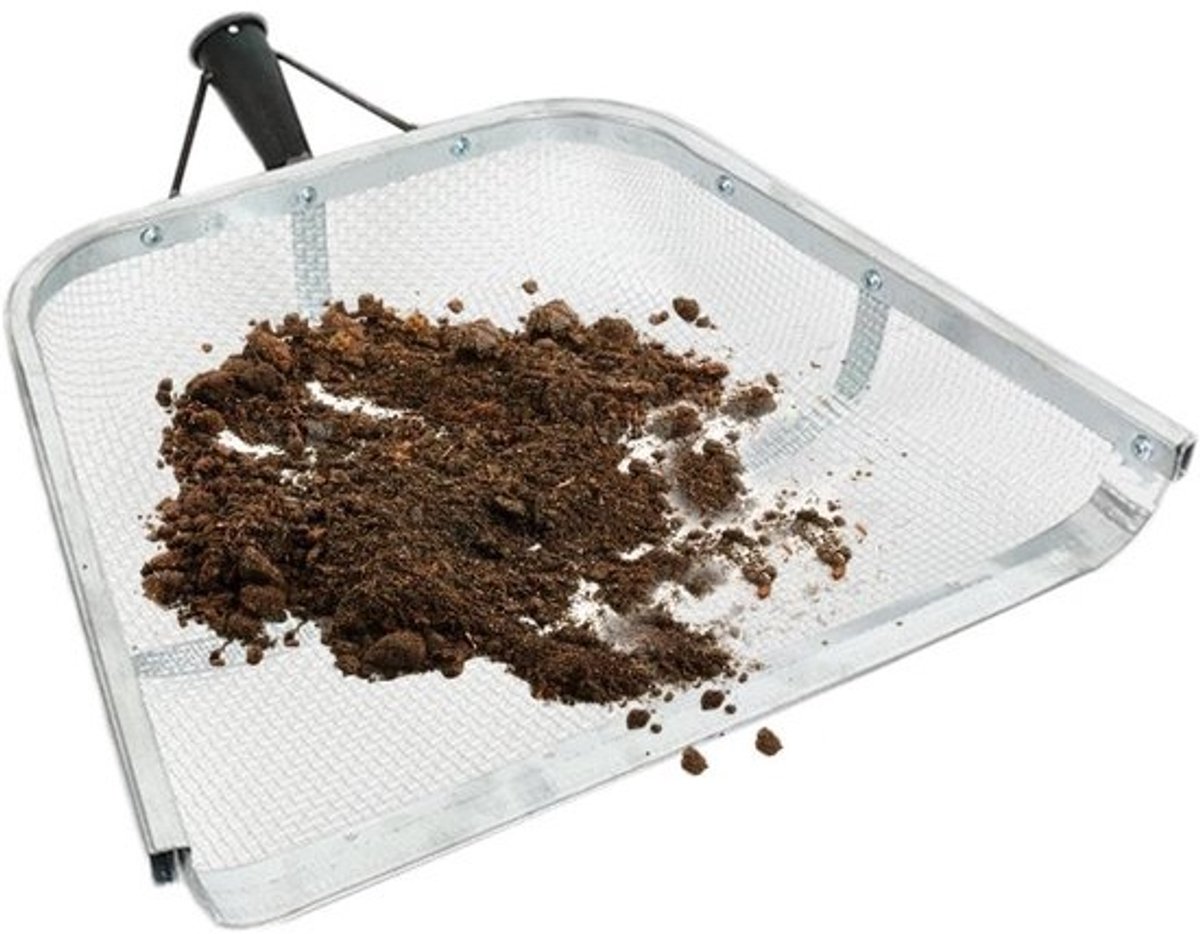 Zandzeefschep - Tuinzeef en bodemzeef - Voor het zeven van aarde - Roestvrij staal - 47.1 x 46.2 x 14 cm - Metaal