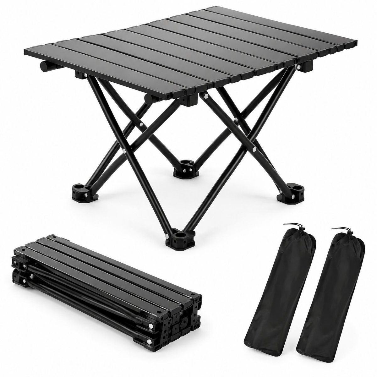 VHV - Campingstoel - 2 stuks - Opvouwbaar kampeerstoel - Draagkracht 34 kg - 35 cm - Zwart - Visstoel klapstoel - in de tuin