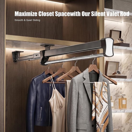 Verstelbare Kledingrail van 30 cm - Uittrekbare Kledinghanger, Telescopische Stang voor Kledingkast, Ruimtebesparende Oplossing voor Jassen en Kledingstukken — afbeelding 4