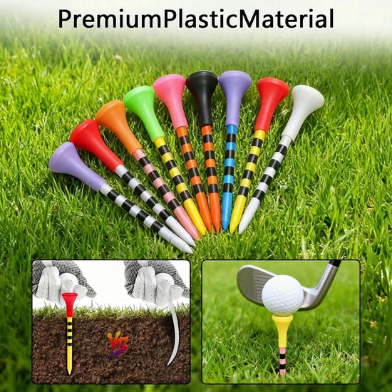 Kleurige Golf Tees Set van 50 Stuks, Ideaal voor Creatieve Golfers en Professionals, 83mm Lange Plastic Tees — afbeelding 4