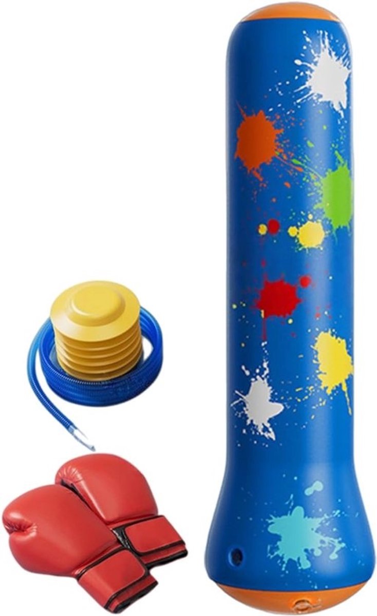 Opblaasbare bokszak - Trainingszak voor kinderen - Voor actief spelen - Kantelbestendig - 120 cm hoog - Zwart