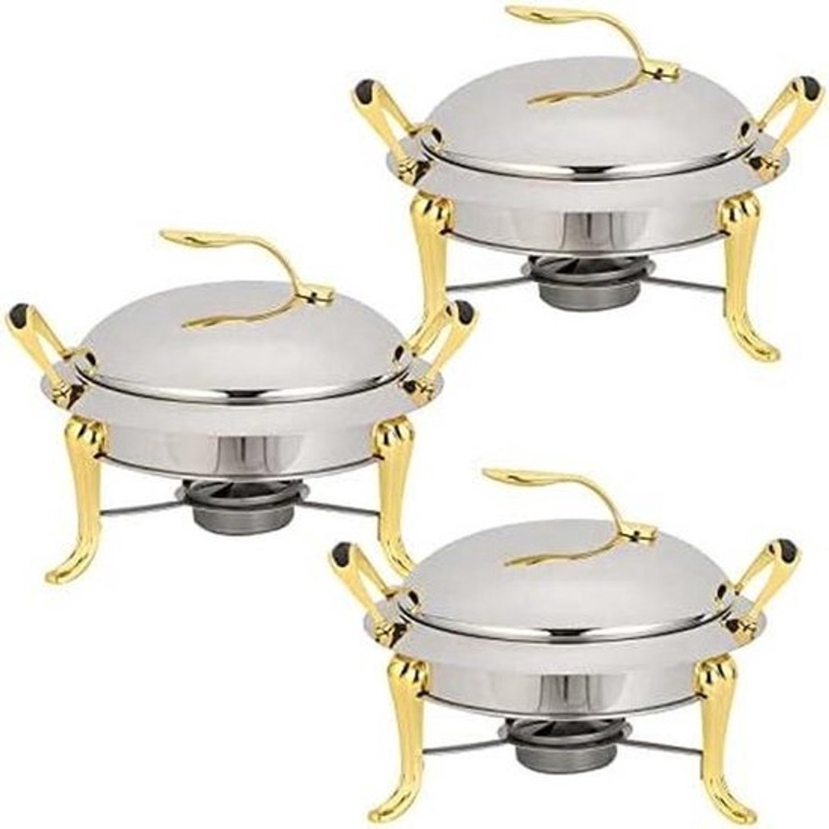 Buffetserveerset - Voedselwarmer met schotel - Feestelijk serveren - Roestvrij staal - 37 x 19 cm - Goud