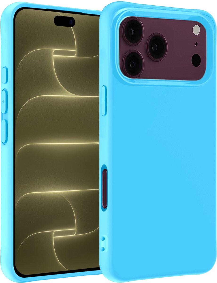 Hoesje - Geschikt voor Apple iPhone 18 Pro Max - Sterk & Shockproof - Hoes Cover - Siliconen Case - Telefoonhoesjes - Lichtblauw