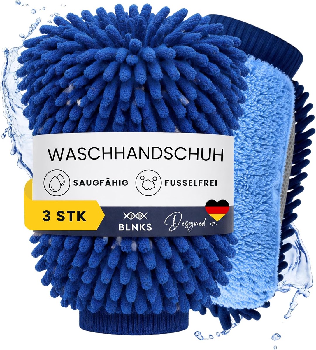 BLNKS Car Wash Glove (Microfibre - Set of 3) - Car Wash Gloves Hand Wash - Microfiber Car Care Glove - Car Wash Mitt - ShopVlot