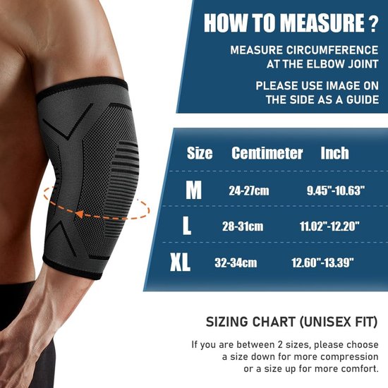 Ondersteuning voor de Elleboog voor Mannen en Vrouwen, 2-Pack Elleboogbandage voor Compressie, Ondersteuning bij Tendinitis, Artritis en Blessures, Tenniselleboog en Golferelleboog Hulp — afbeelding 2
