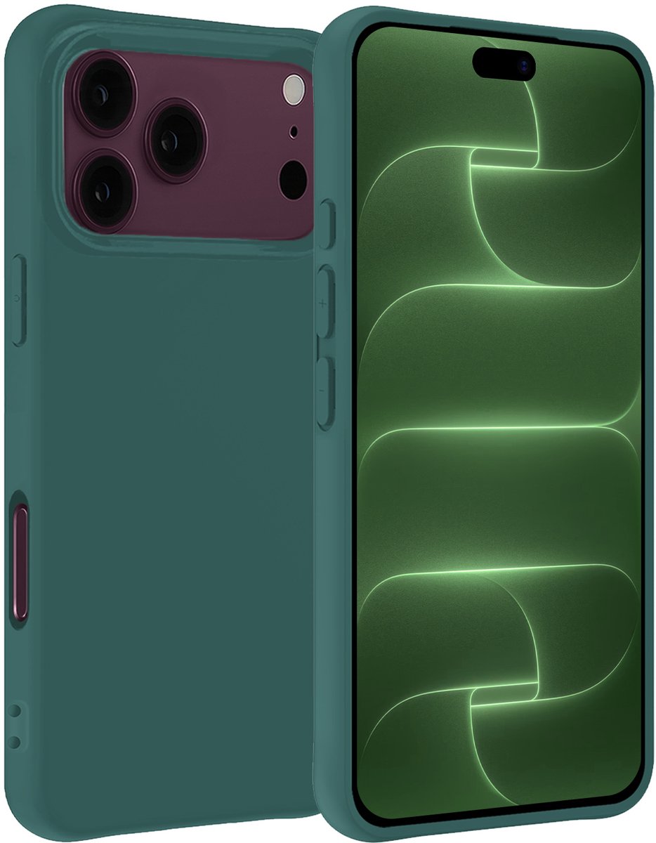 Hoesje Geschikt voor Apple iPhone 18 Pro - Sterk & Shockproof - Hoes Cover - Siliconen Case - Donkergroen