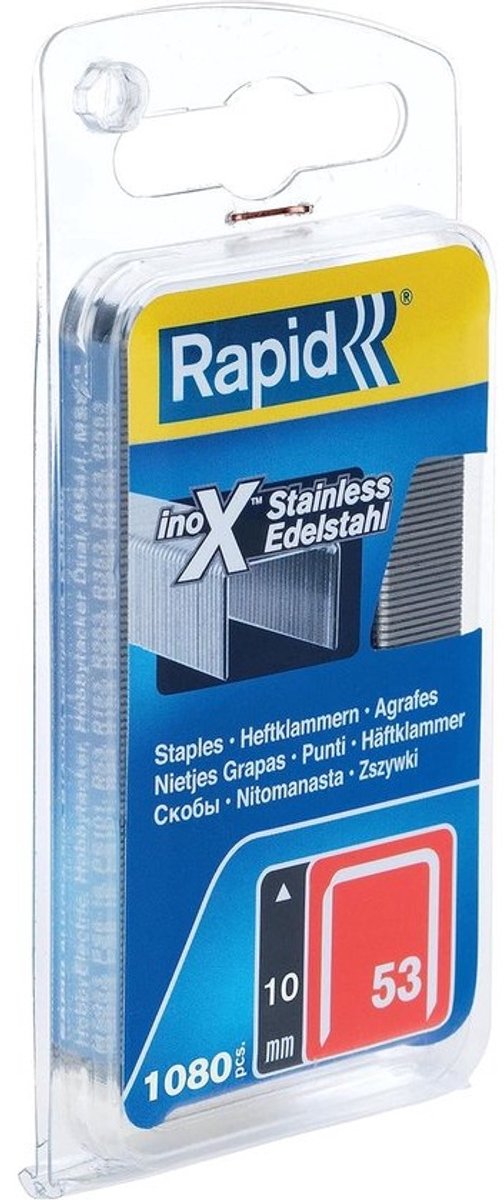 Roestvrijstalen stapels - Type 53 - Voor tacker - 10 mm - 1.080 stuks - Geschikt voor hout en stof