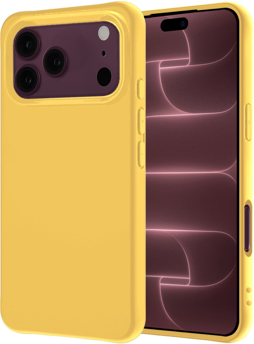 Hoesje - Geschikt voor Apple iPhone 18 Pro - Sterk & Shockproof - Hoes Cover - Siliconen Case - Geel