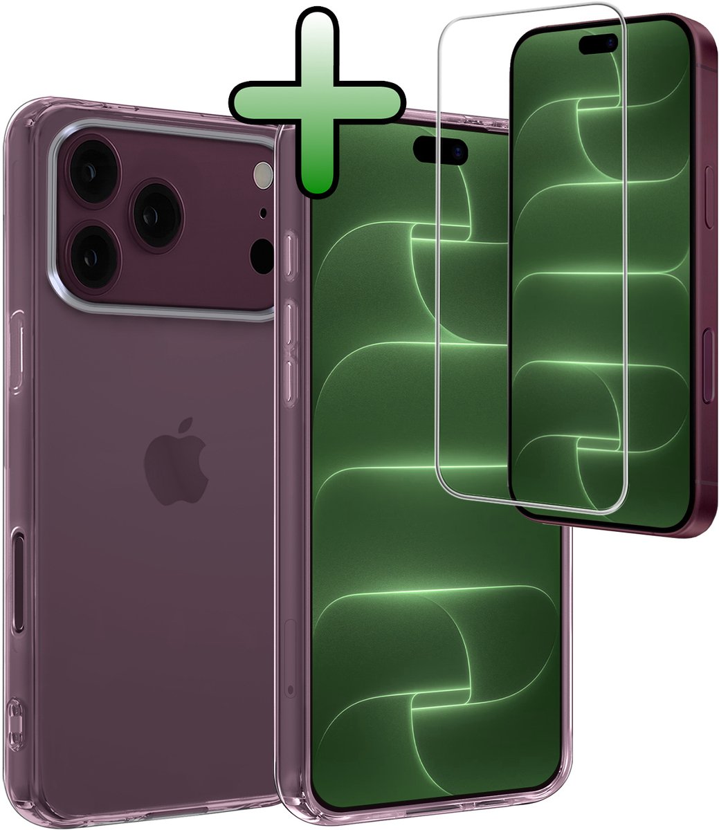 Hoesje Met Screenprotector - Geschikt voor Apple iPhone 18 Pro - Sterk & Shockproof - Back Cover - Siliconen Case - Telefoon Hoes - Transparant