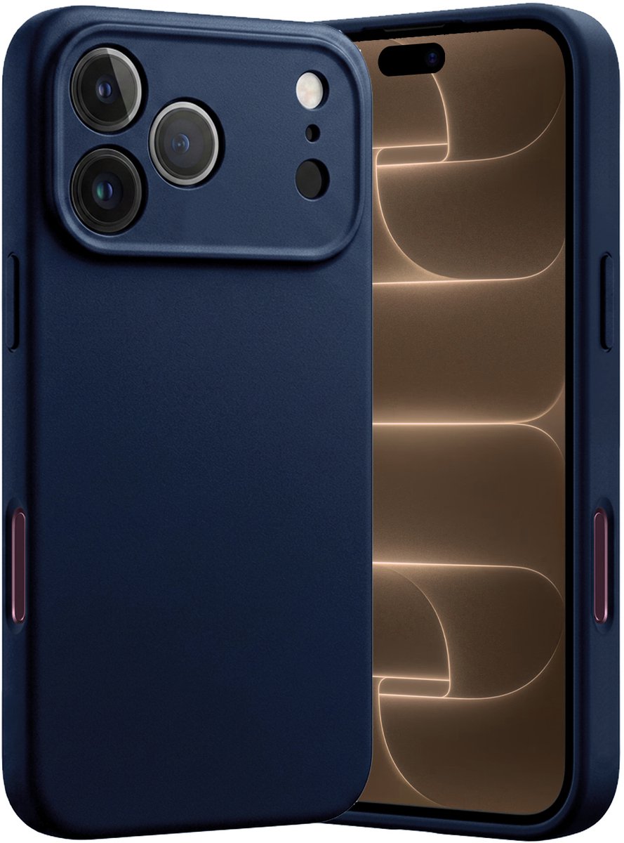 Hoes - Geschikt voor Apple iPhone 18 Pro - Sterk & Shockproof - Hoesje Cover - Siliconen Case - Donkerblauw