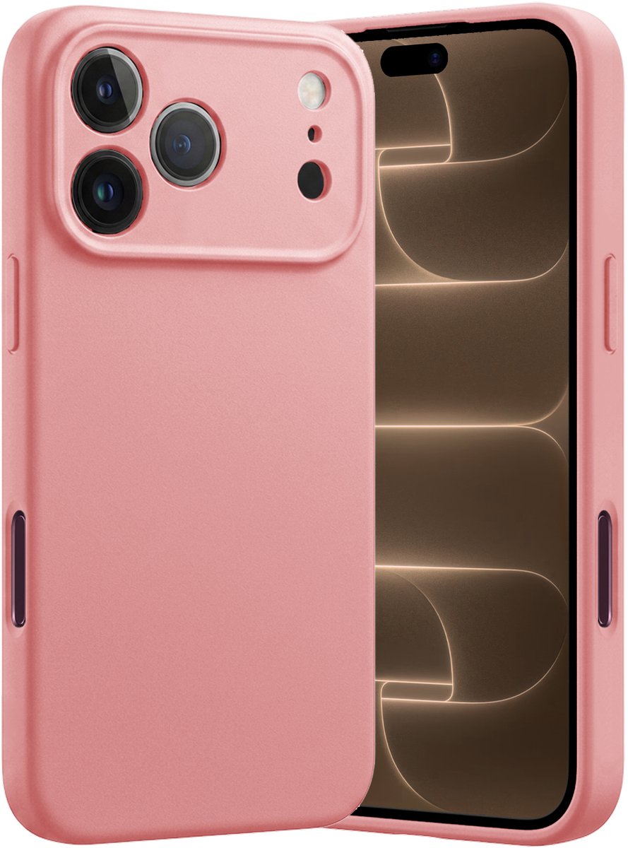Hoes - Geschikt voor Apple iPhone 18 Pro - Sterk & Shockproof - Hoesje Cover - Siliconen Case - Lichtroze