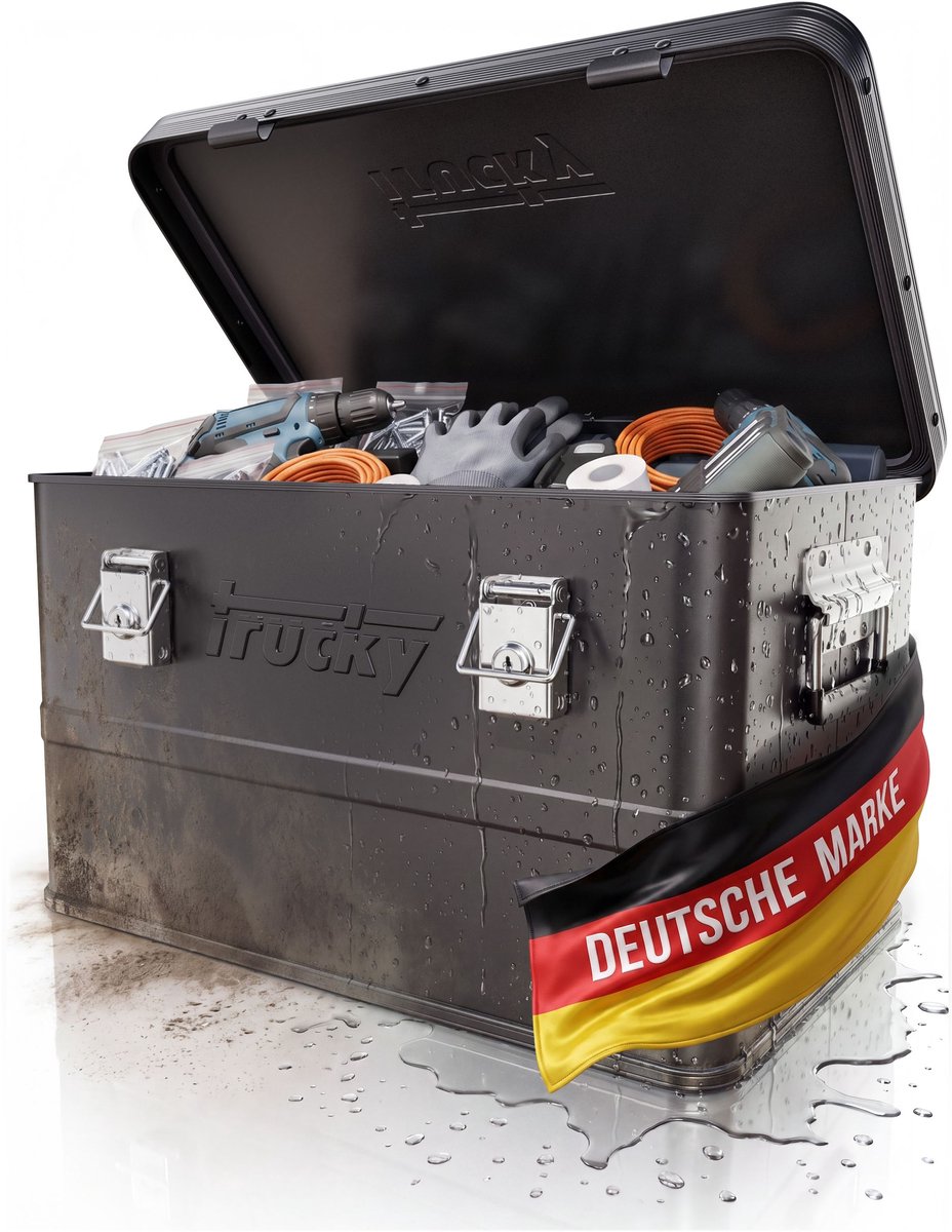 Aluminium kist met deksel – Selectie: Zwarte aluminium kist, transportkist, metalen kist, opbergcontainer – Afsluitbare metalen kist Trucky