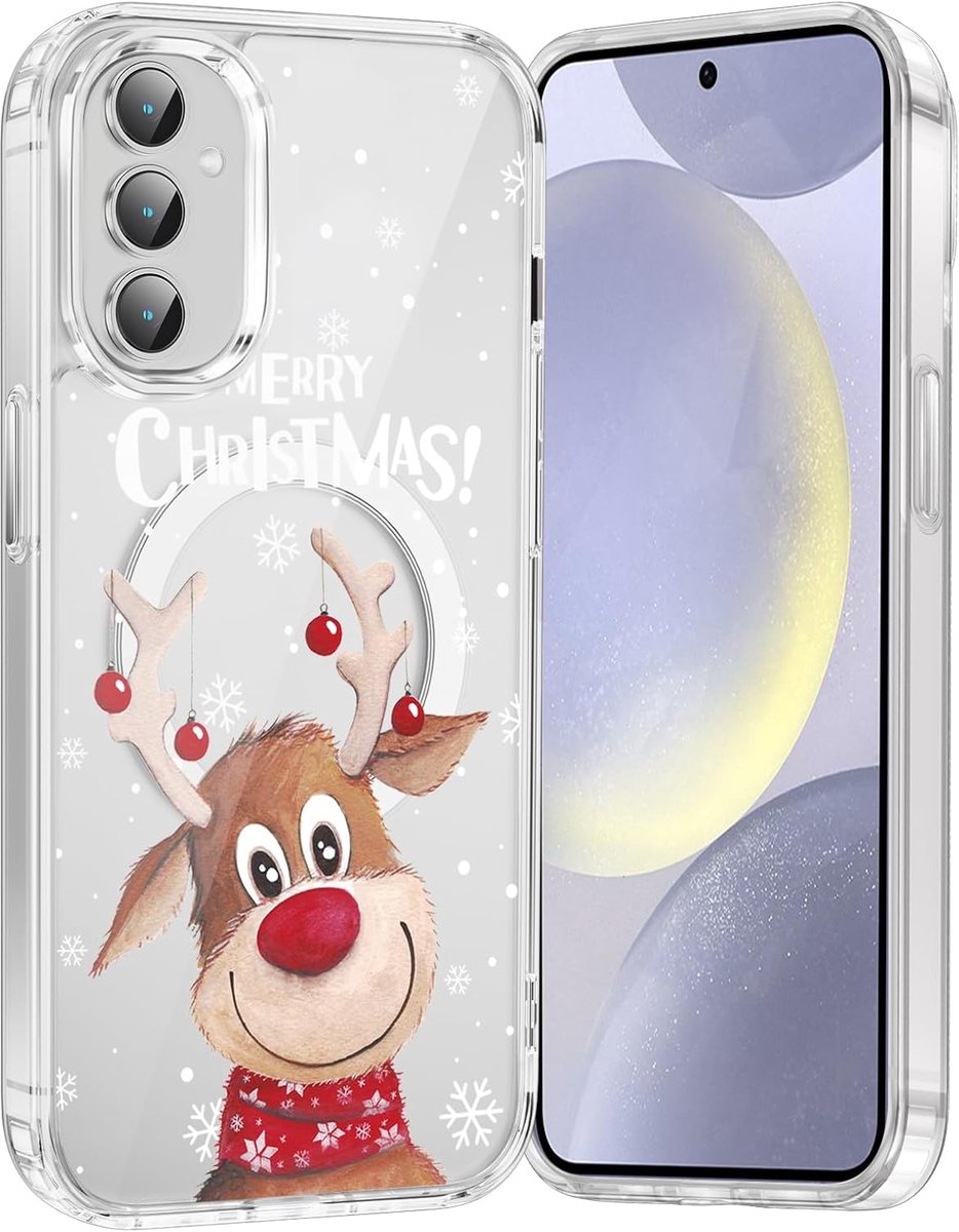 Saqmkil Magnetische beschermhoes voor Samsung Galaxy S24 5G, compatibel met MagSafe, kersthoes met tekening, cartoon - ShopVlot