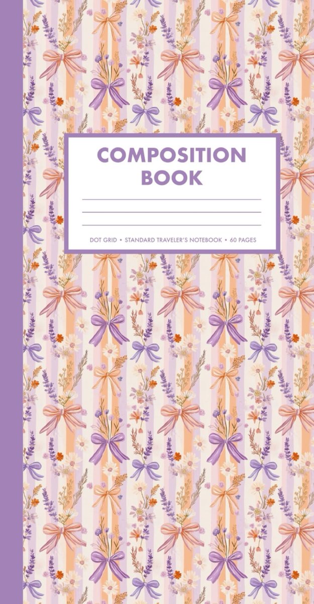 Composition Notebook: Small Dot Grid notebook (Standard Traveler's Notebook Sized Purple & Orange Coquette Bows ) - ShopVlot