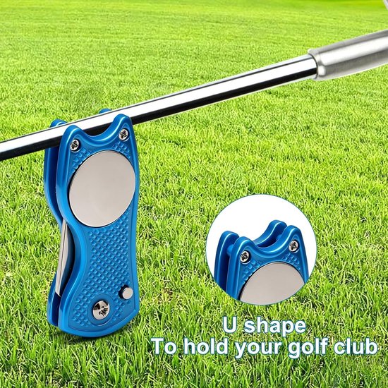 Set van 3 Vouwbare Golf Pitchforks - Duurzaam RVS Accessoire voor Golfbaan, Divot Reparatie en Ball Marker in Diverse Kleuren — afbeelding 4