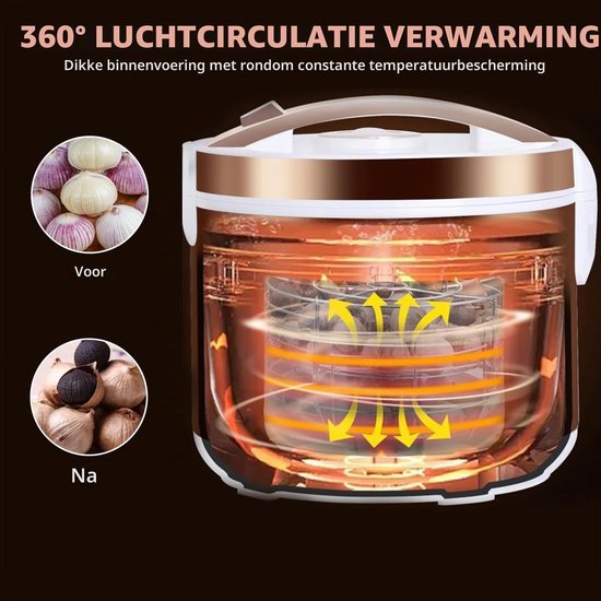 Fermentatiemachine voor Zwart Knoflook, 5L Fermentatiebox met RVS Stand, Snelle 168 Uur Fermentatie voor Knoflook, Yoghurt en Groenten — afbeelding 2