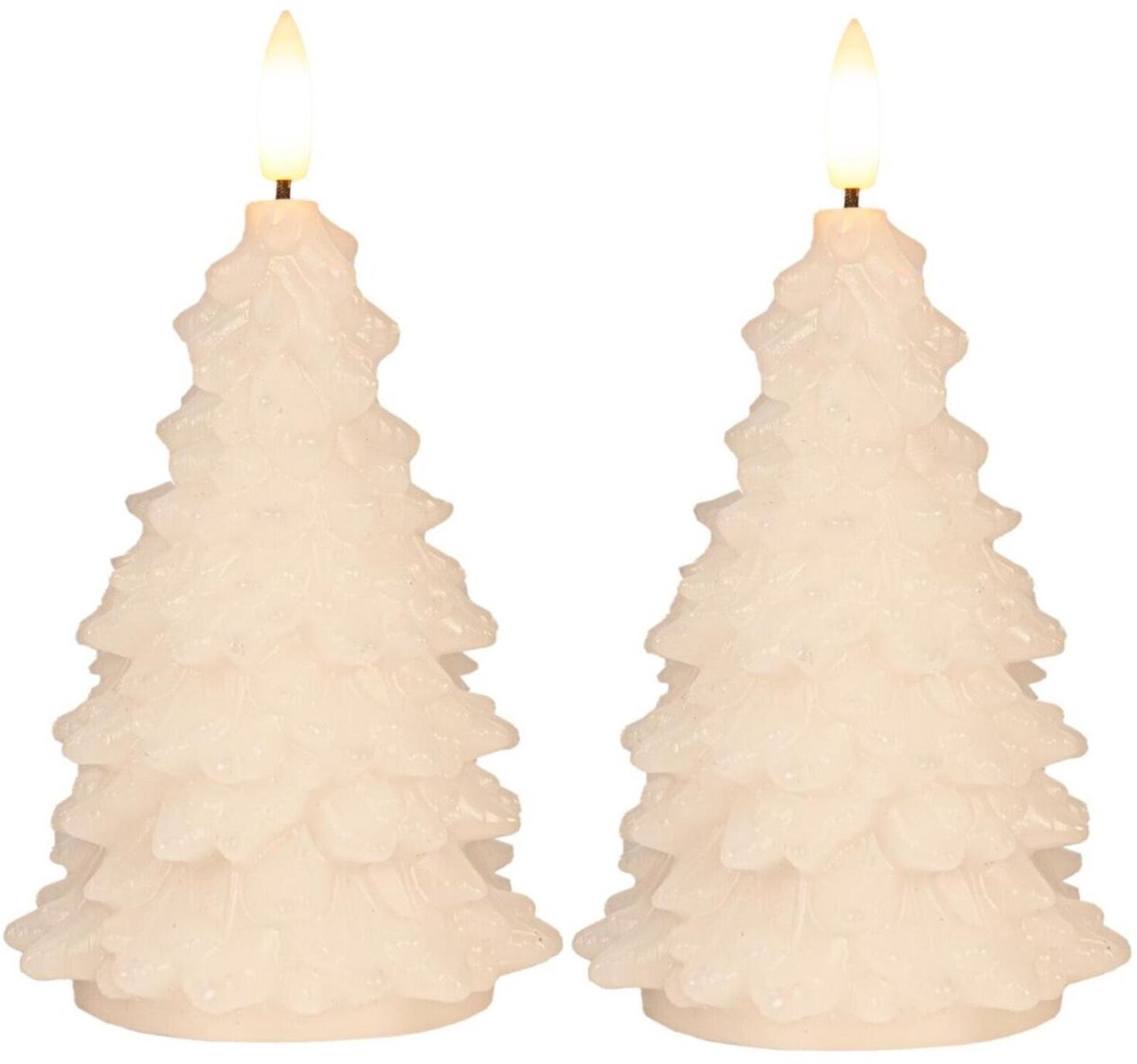 Anna's Collection LED kerstboom kaars - 2x - wit - 20 cm - kerstkaars - kerstdiner kaarsen