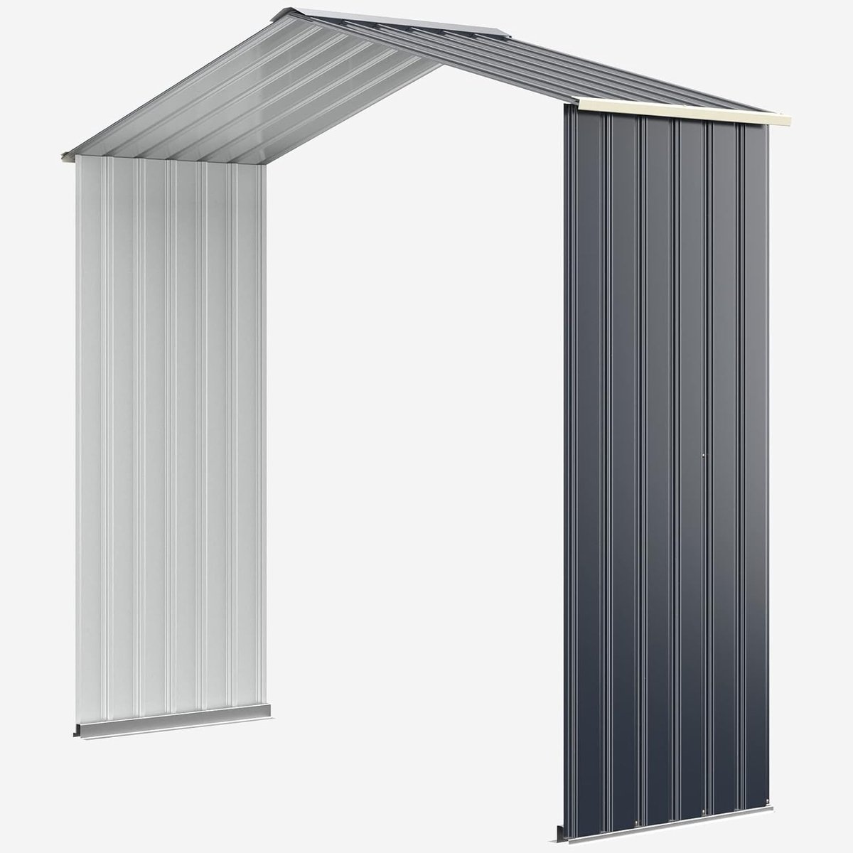COSTWAY uitbreidingsbox voor metalen tuinschuur, 213 x 64 x 195 cm, afsluitbare tuinschuur, tuinhuisje met 4 ventilatiesleuven en schuifdeur, tuinschuur, metalen schuur, tuinschuur voor buiten