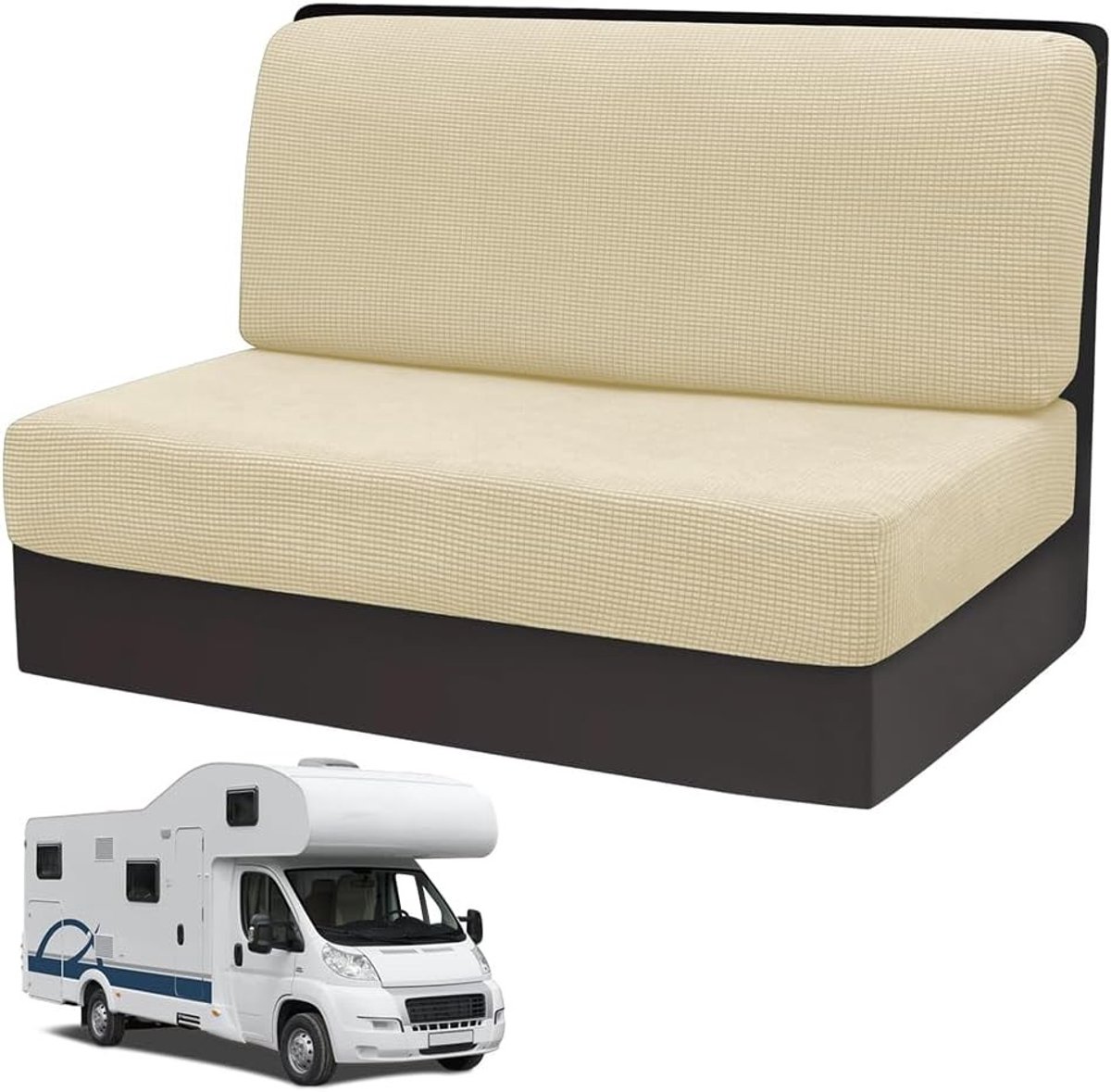 Set van 2 Wasbare Kussenslopen voor Caravan en Sofa met Spanklemmen - Bescherming voor Stoelen en Zitkussens tijdens Reizen