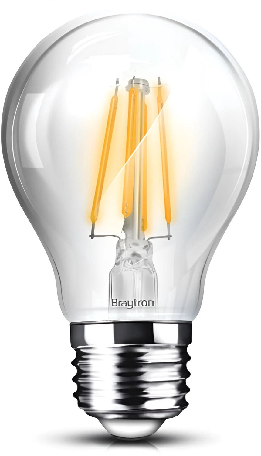BRAYTRON-LED LAMP-WARM WHITE-ADVANCE-7W-E27-A60-CLR-2700K-ENERGY BESPAREND-ROND-GLAS